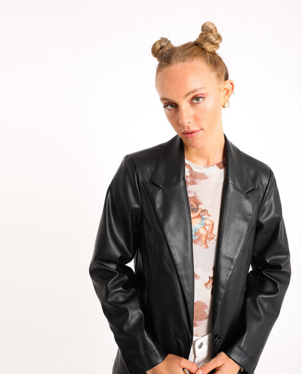 Veste simili cuir noir - Pimkie