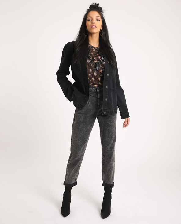 Jean mom acid wash gris foncé - Pimkie