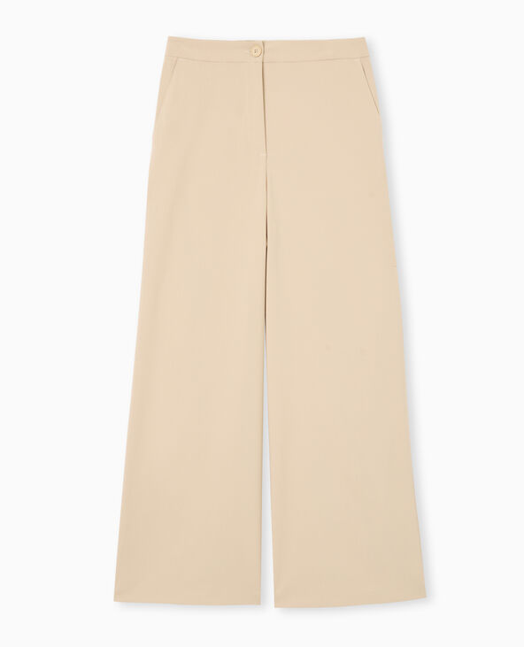 Pantalon large et droit taille haute beige - Pimkie