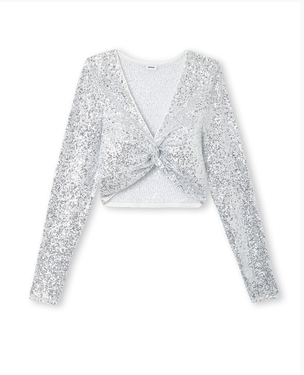 Top court avec sequins argenté - Pimkie