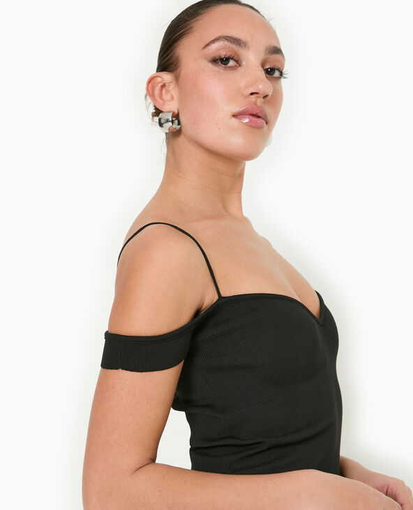 Robe en maille encolure Bardot noir - Pimkie