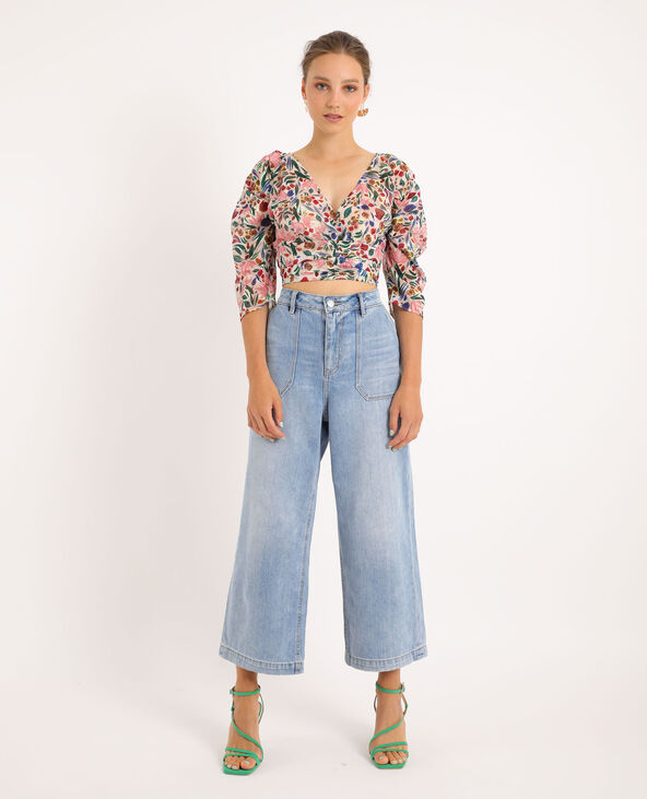 Blouse courte fleurie blanc - Pimkie