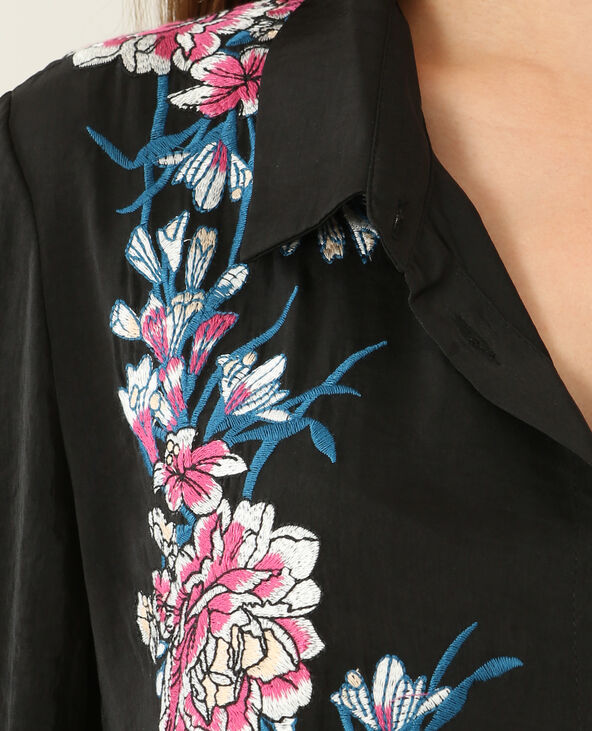 Robe chemise brodée noir - Pimkie