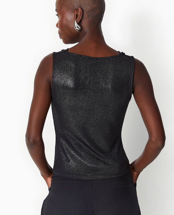 Top col bénitier avec lurex noir - Pimkie