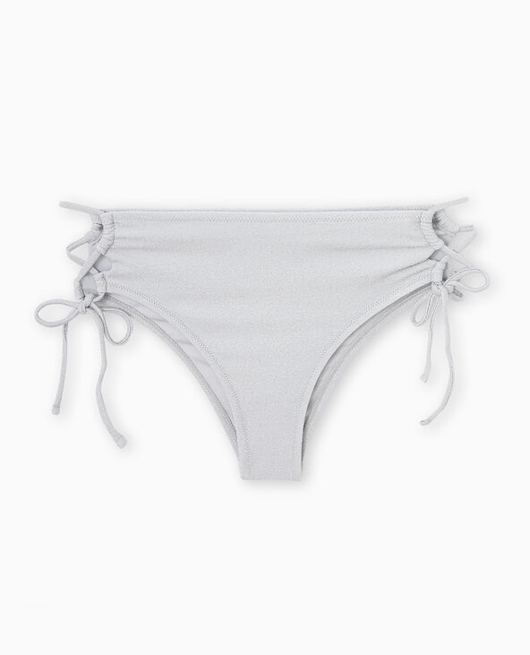 Bas de maillot de bain culotte haute avec lacets argenté - Pimkie
