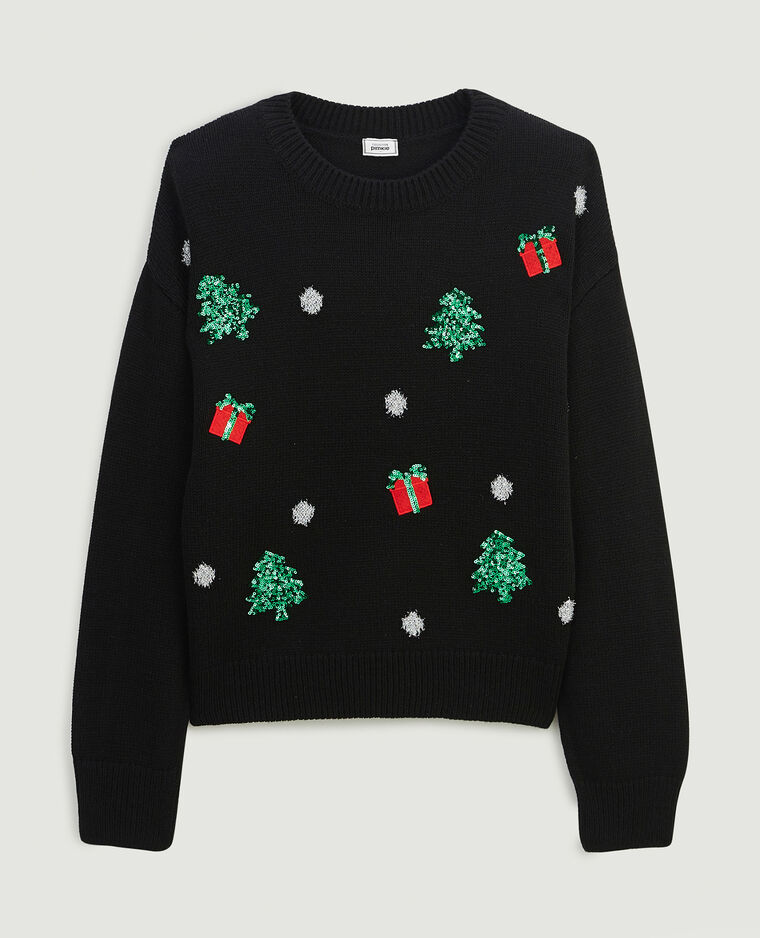 Pull de Noël sequins et lurex noir - Pimkie