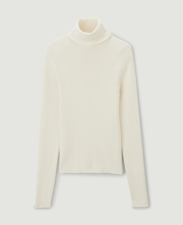 Pull col roulé maille côtelée beige - Pimkie