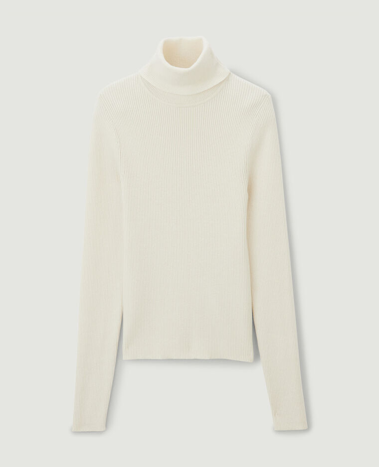 Pull col roulé maille côtelée beige - Pimkie