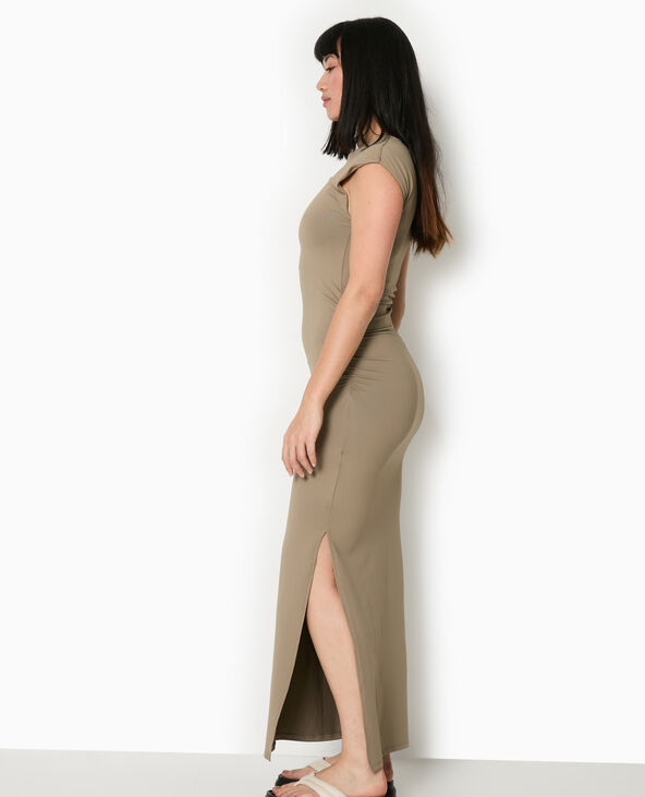 Robe longue sans manches avec fronces vert kaki - Pimkie