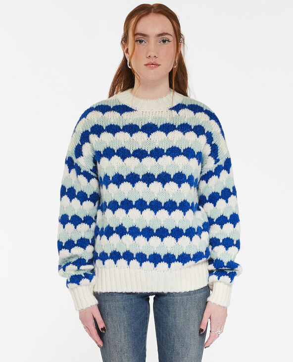 Pull en maille motif écailles bleu - Pimkie
