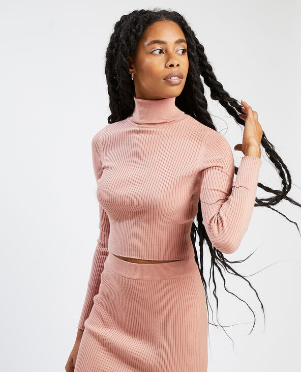 Pull col roulé maille côtelée lilas - Pimkie