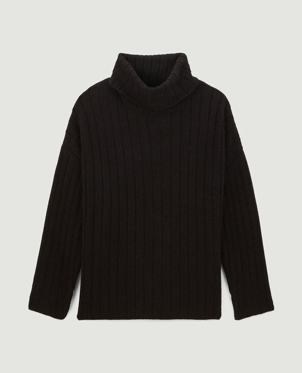 Pull oversize en maille côtes plates noir - Pimkie