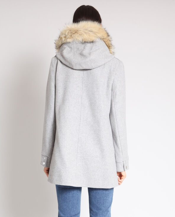 Manteau drap de laine gris chiné - Pimkie