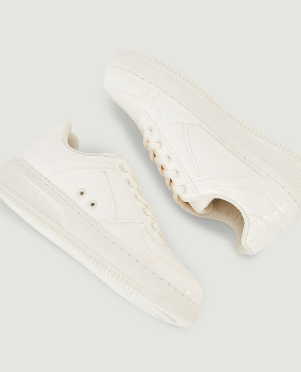Sneakers en simili effet croco verni rose clair - Pimkie