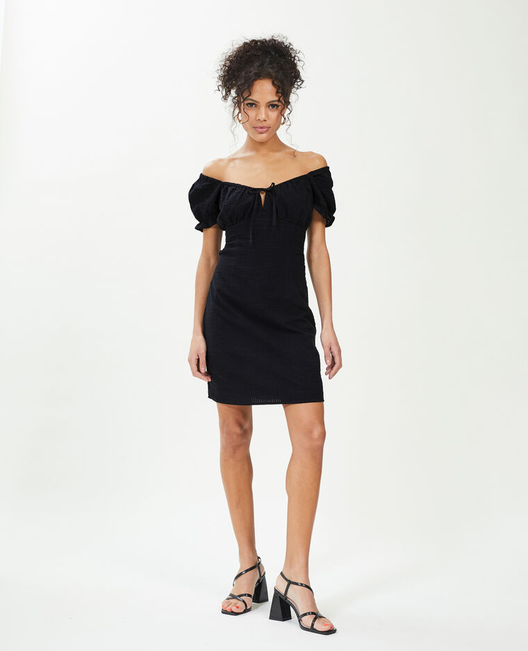 Robe courte dos-nu avec laçage noir - Pimkie