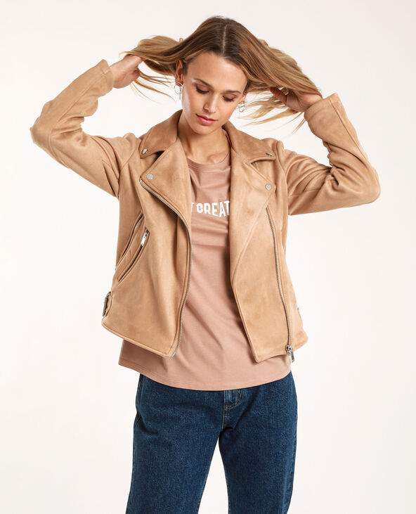 Veste suedine beige femme best sale