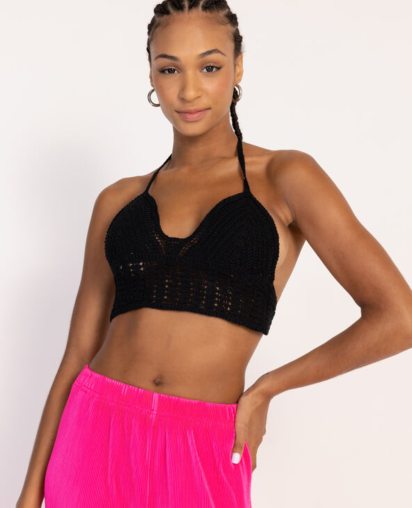 Top dos-nu en crochet noir - Pimkie