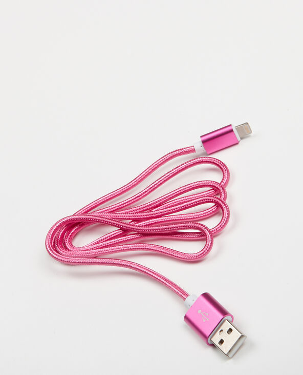 Câble compatible Iphone rose fuchsia - Pimkie