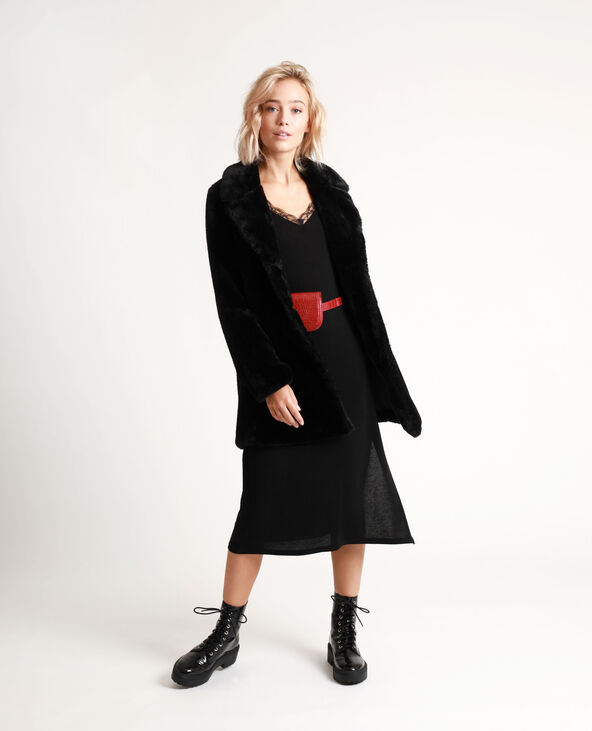 Manteau en fausse fourrure noir - Pimkie