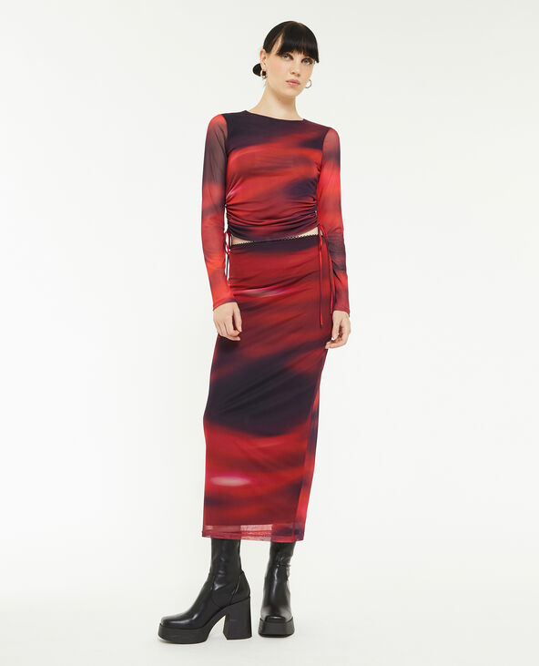 Top micro-mesh avec liens coulissants rouge - Pimkie