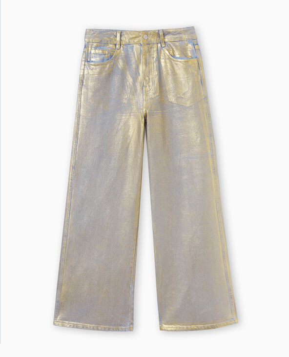 Jean wide taille haute enduit doré doré - Pimkie