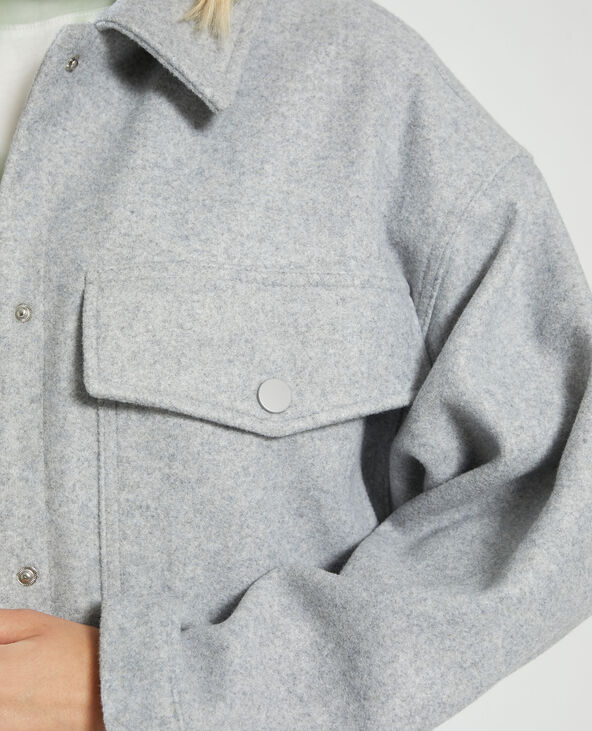 Manteau long oversize gris chiné - Pimkie