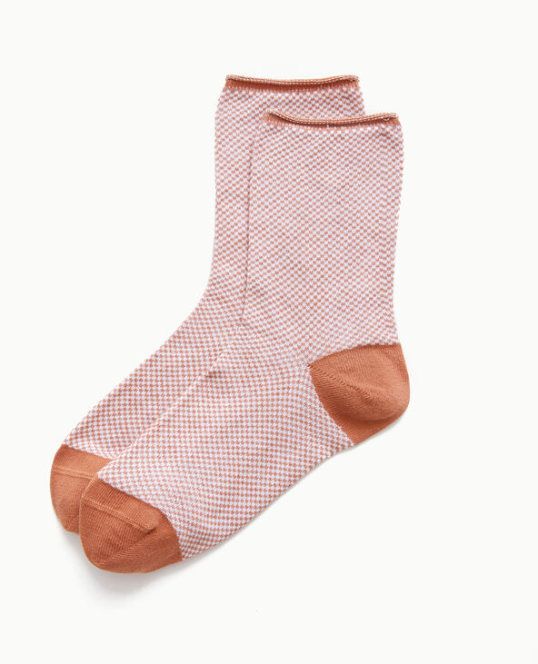 Paire de chaussettes mini-damiers marron - Pimkie