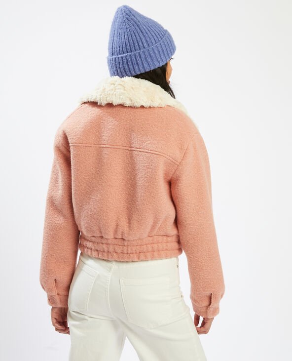 Veste courte à col effet fourrure marron - Pimkie