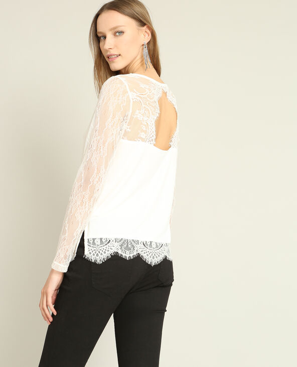 T-shirt en dentelle blanc - Pimkie