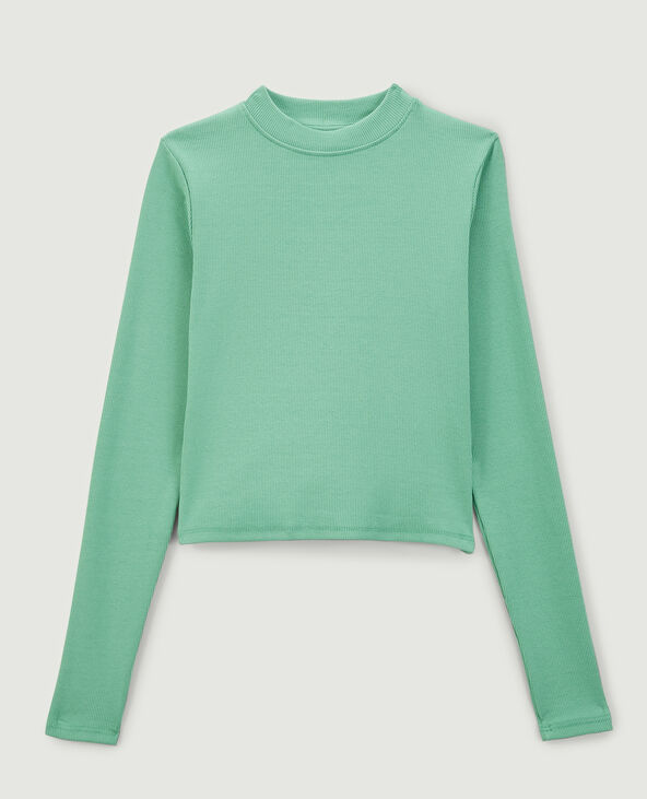 Sous-pull cropped côtelé vert olive - Pimkie