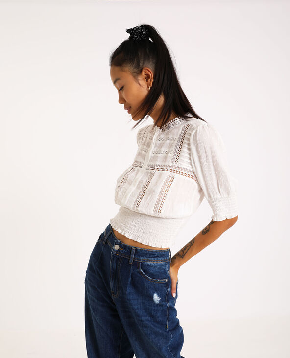 Chemisier court en dentelle blanc - Pimkie
