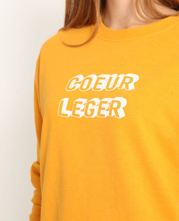 Sweat à message jaune ocre - Pimkie