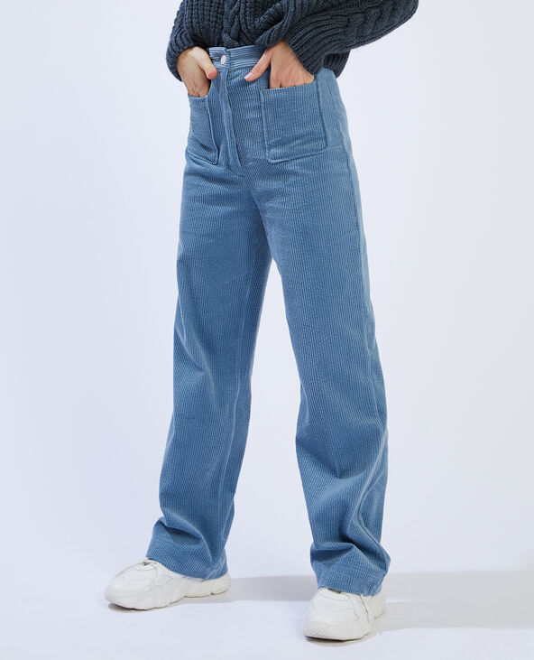 Pantalon velours grosses côtes bleu clair - Pimkie