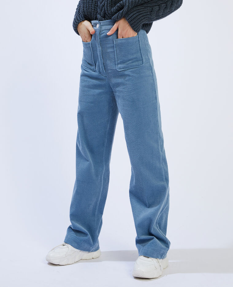Pantalon velours grosses côtes bleu clair - Pimkie