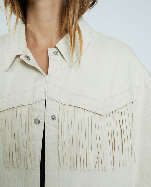 Surchemise à franges beige - Pimkie