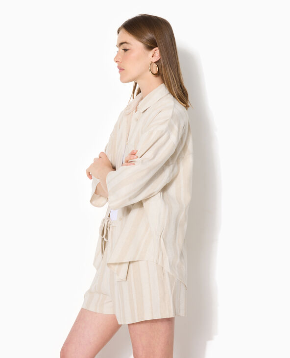 Chemise manches courtes oversize avec lin blanc - Pimkie