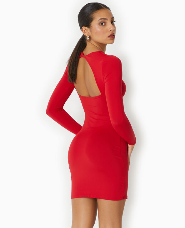Robe courte en maille avec dos ouvert rouge - Pimkie