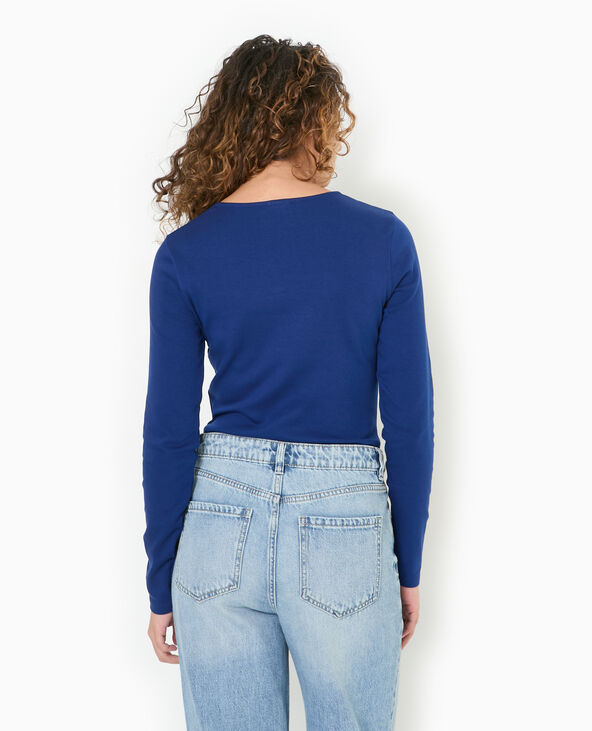 Body manches longues encolure carrée bleu marine - Pimkie