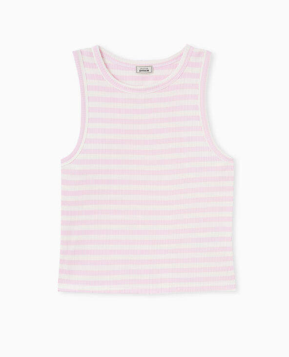 Débardeur court et rayé en maille côtelée  rose - Pimkie