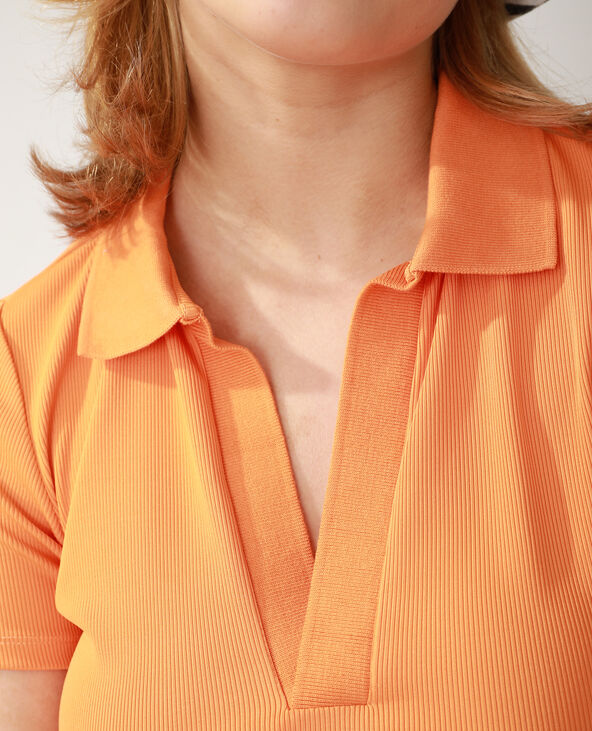 Robe polo côtelée orange - Pimkie