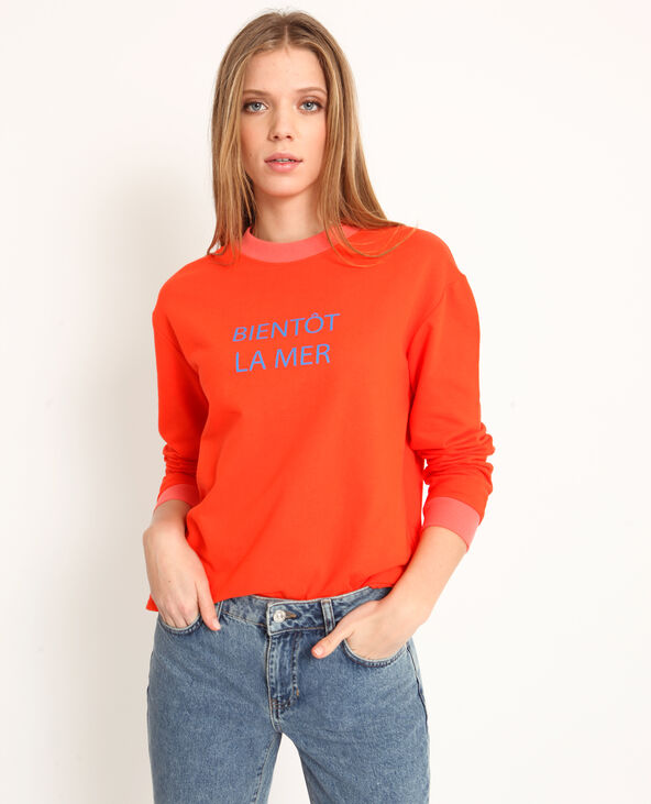 Sweat à message orange - Pimkie