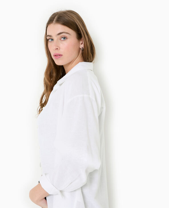 Chemise oversize avec lin blanc - Pimkie