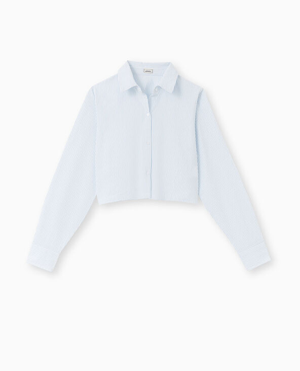 Chemise courte rayée manches longues  bleu - Pimkie