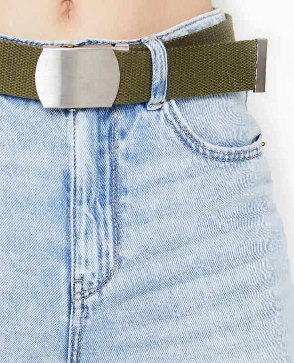Ceinture en canvas avec boucle métallique vert kaki - Pimkie