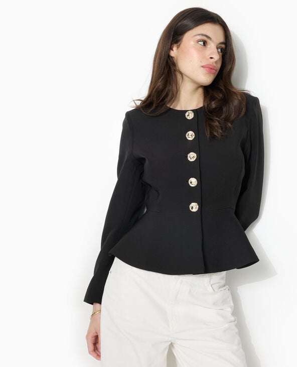 Veste peplum avec boutons fantaisie noir - Pimkie