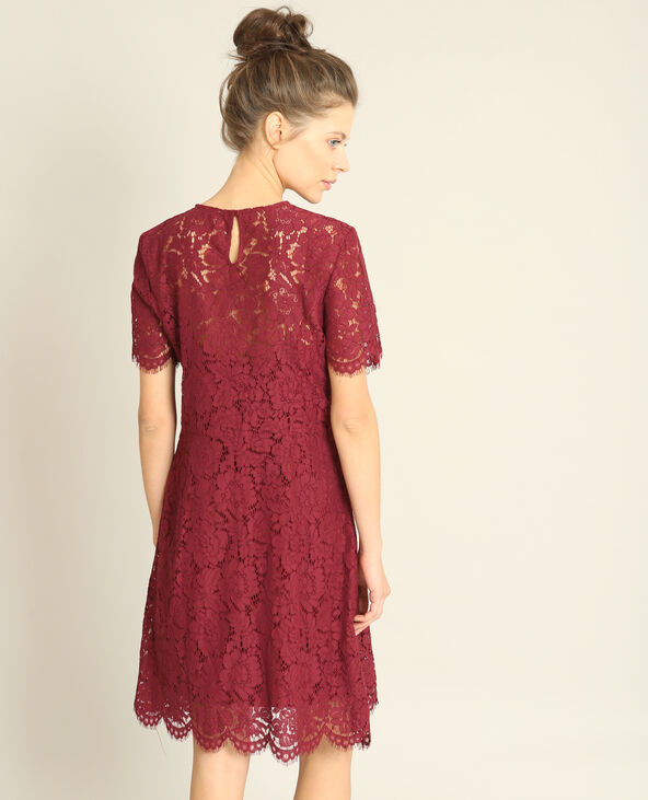 Robe en dentelle bordeaux - Pimkie