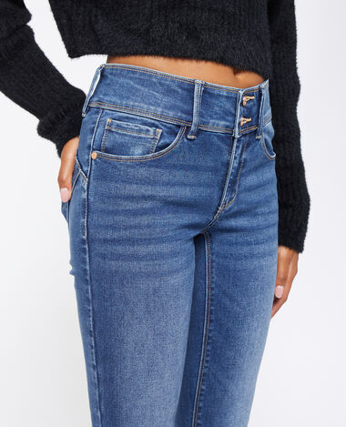 Jean skinny push-up avec double bouton bleu - Pimkie
