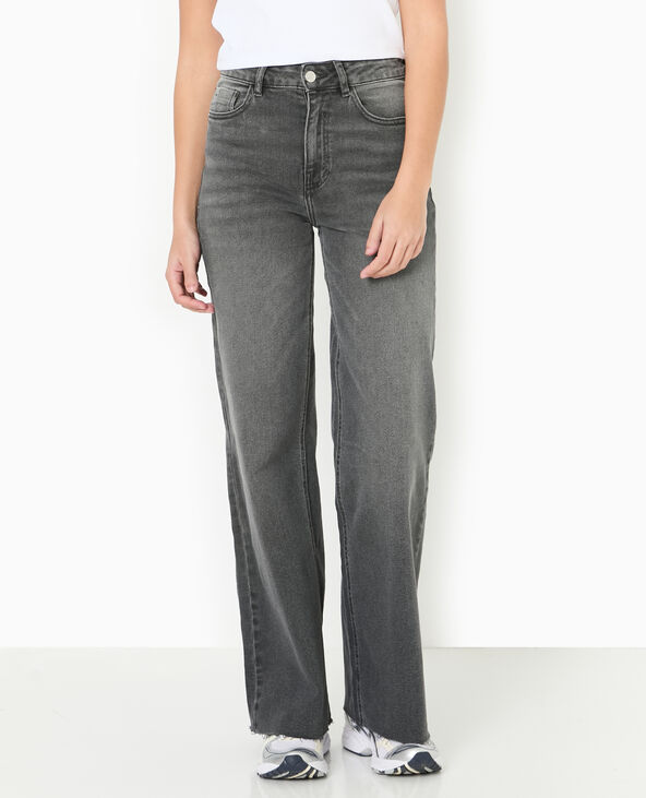 Jean wide taille haute gris clair - Pimkie