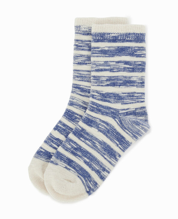 Paire de chaussettes bicolores effet rayé bleu foncé - Pimkie