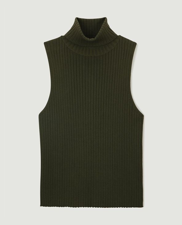 Top col roulé sans manches vert kaki - Pimkie
